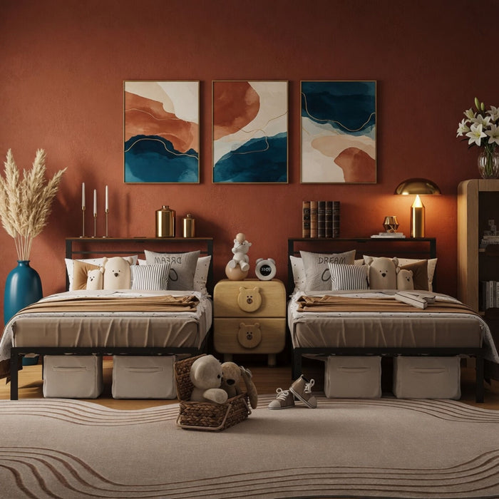 Platform Bed Frame With Charging Station & Headboard Storage