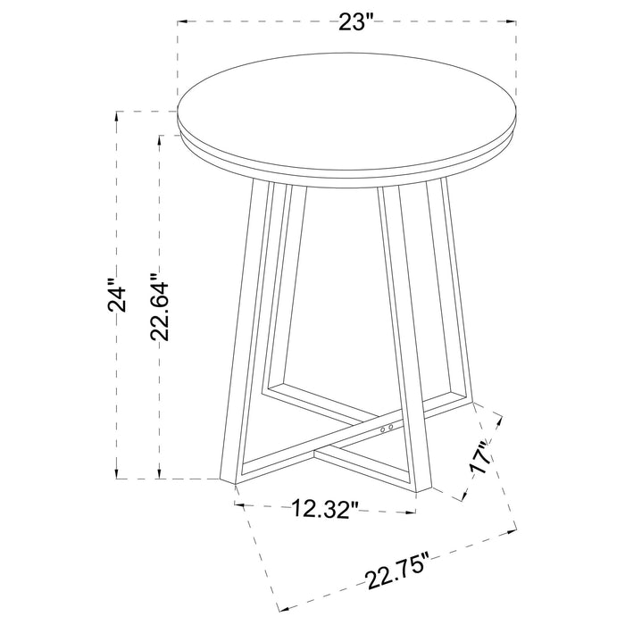 Round End Table With Base, Living Room Furniture - White