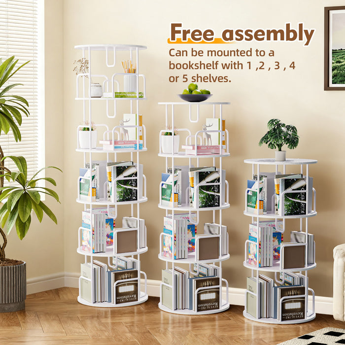Rotating Bookshelf Tower 5 Tier Spinning 360 Degree Revolving Storage Shelf