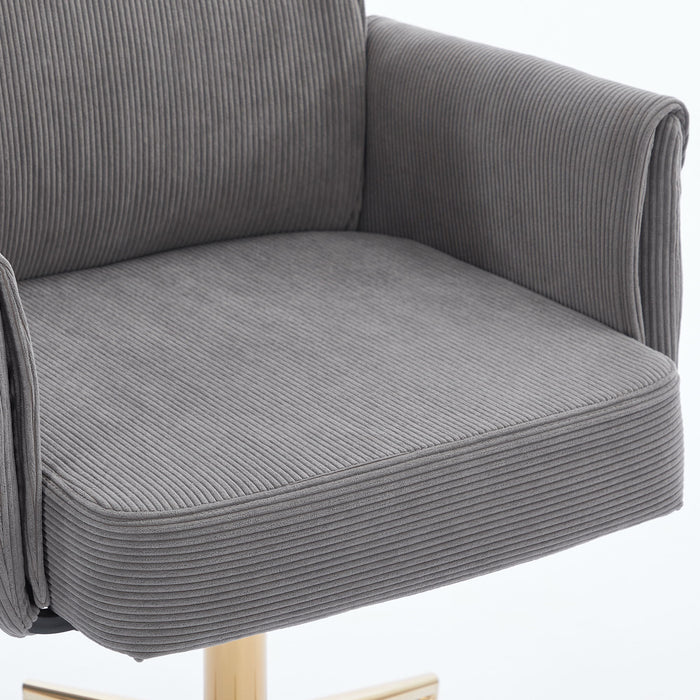 Ergonomic Mid-Back Office Chair With Striped Fabric - Gray