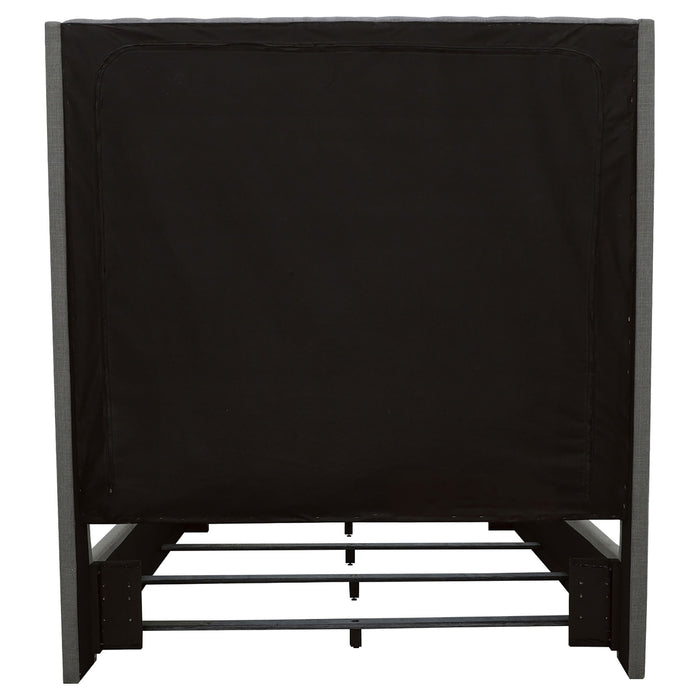 California King Upholstered Panel Bed With Tufted Headboard - Gray