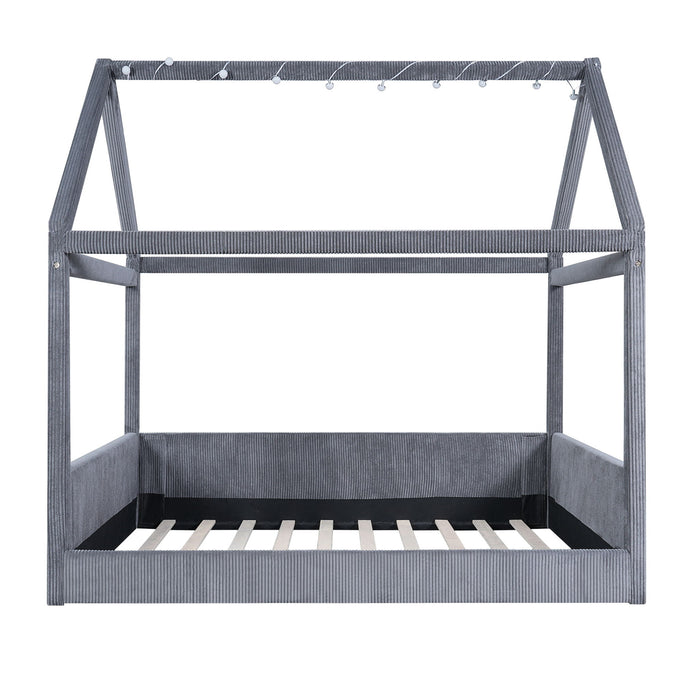 Upholstered House Style Daybed With LED Light Strips