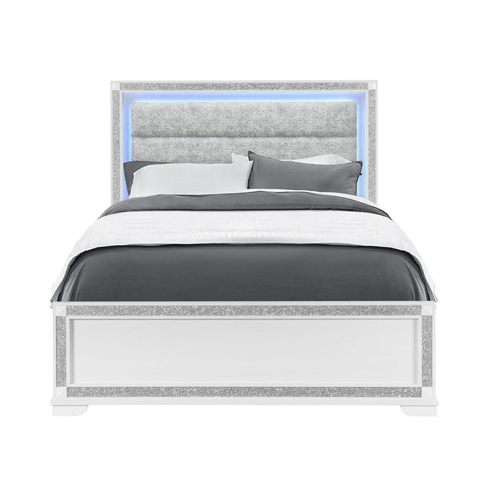 Soulmarie - Bed With LED Lighting And Padded Headboard