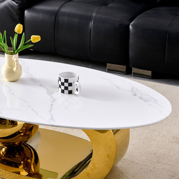 Oval Coffee Table With Geometric Precision