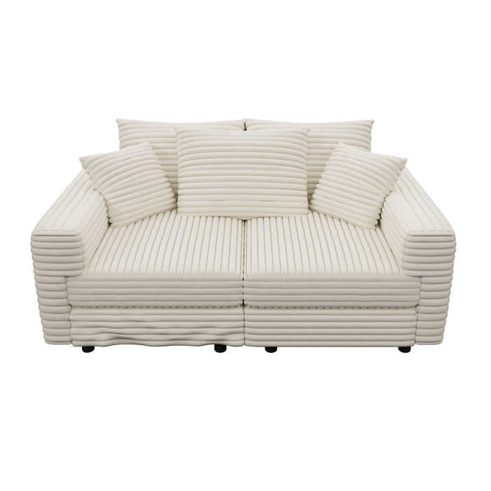Deep Seat Convertible Sofa With Soft Pillows And Ottomans