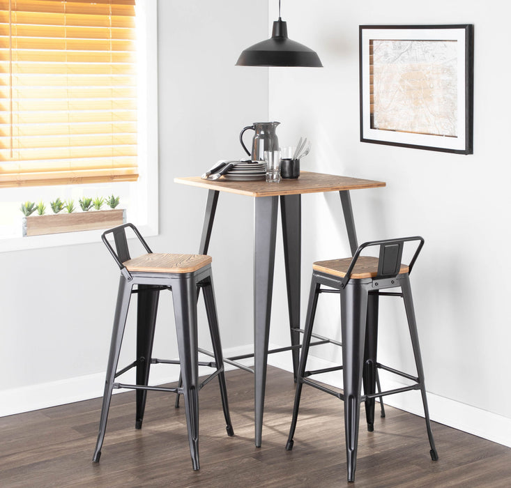 Oregon - Industrial Low Back Barstool (Set of 2) - Black