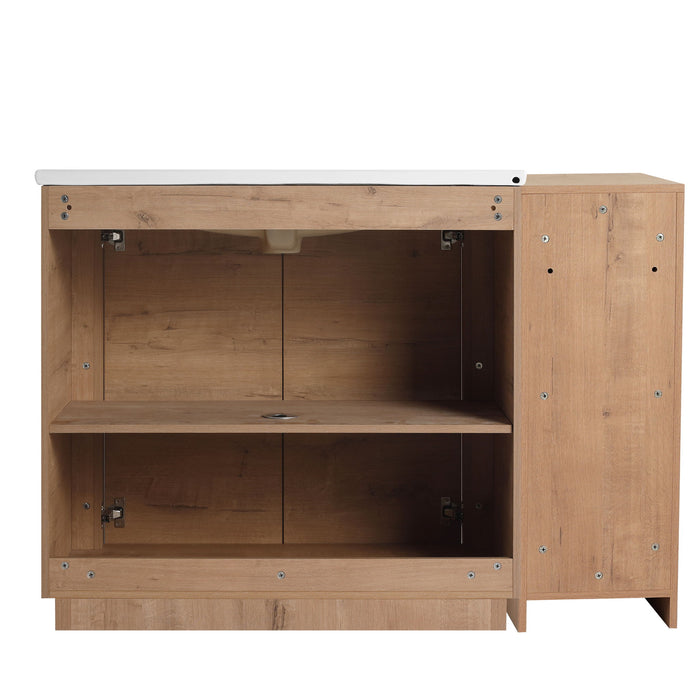 Freestanding Bathroom Vanity With Sink, 1 Small Storage Cabinet, Soft Close Door
