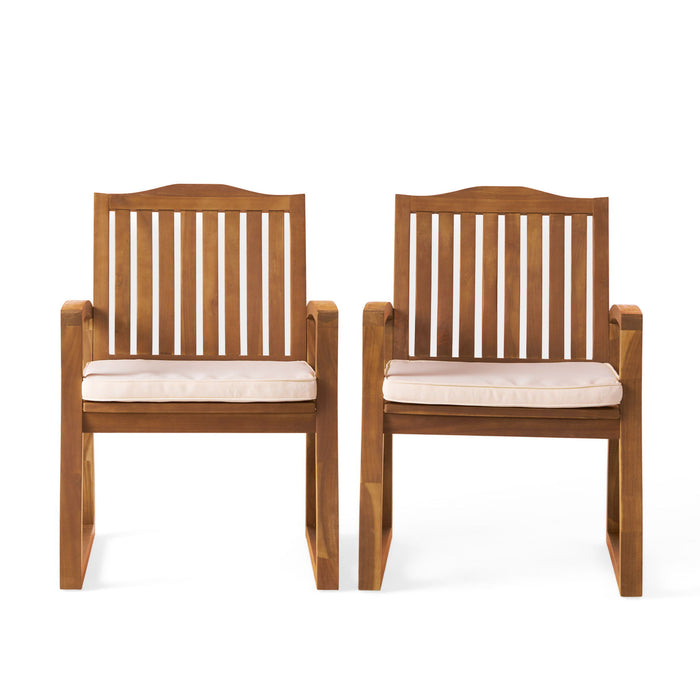 Della - Wood Armchair (Set of 2) Outdoor Dining Chairs - Cream