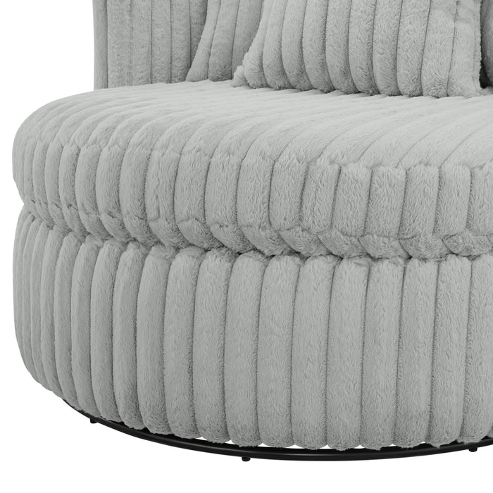 Mindy - Oversized Swivel Barrel Chair - Gray