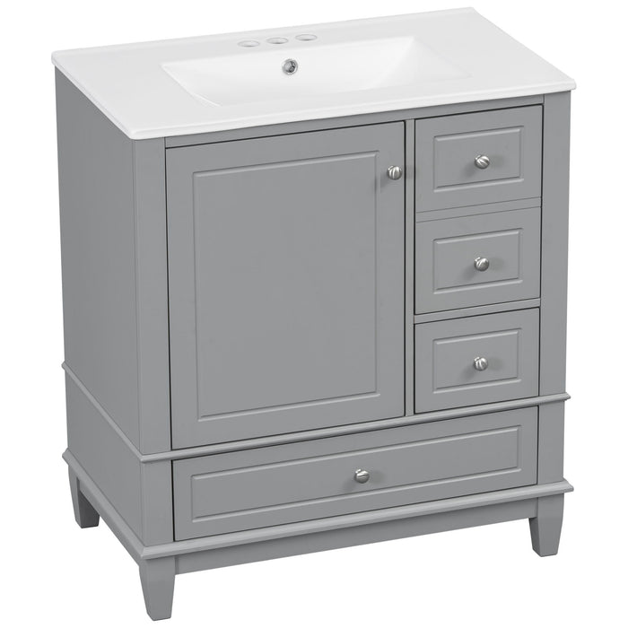 Freestanding Bathroom Vanity With Sink, Soft Close Door, 3 Drawers