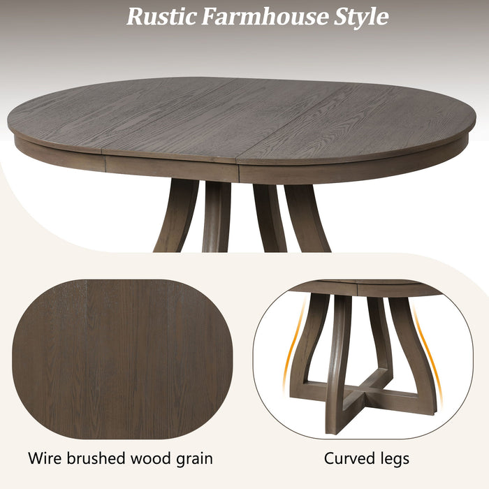 Round Extendable Dining Tabl, Middle Leaf, Curved Legs