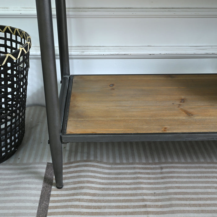 Accent Storage Console Table With Open Shelf And 3 Drawers For Living Room - Natural Wood / Brown