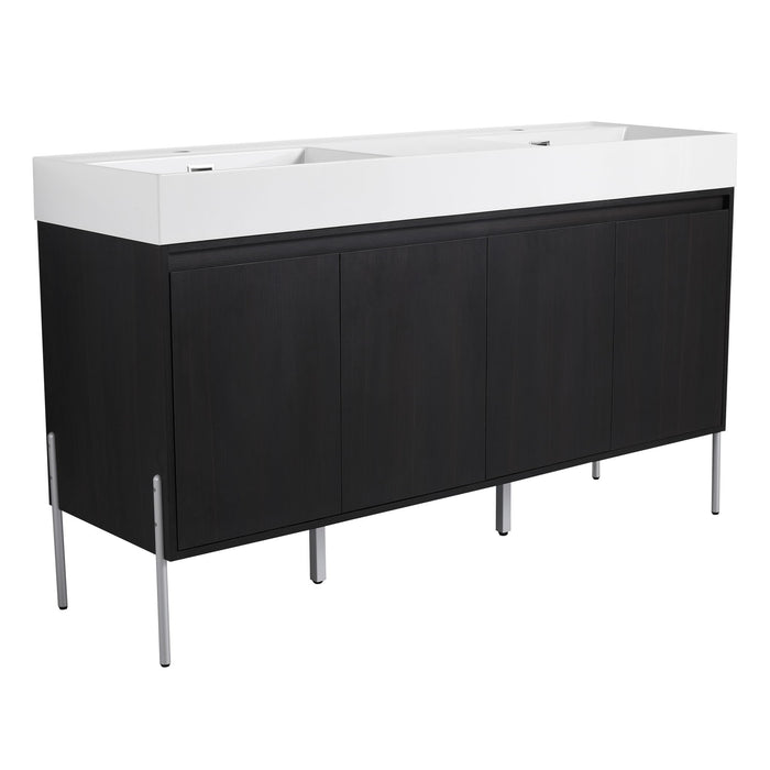 Freestanding Bathroom Vanity With Resin Sink And Storage Cabinet