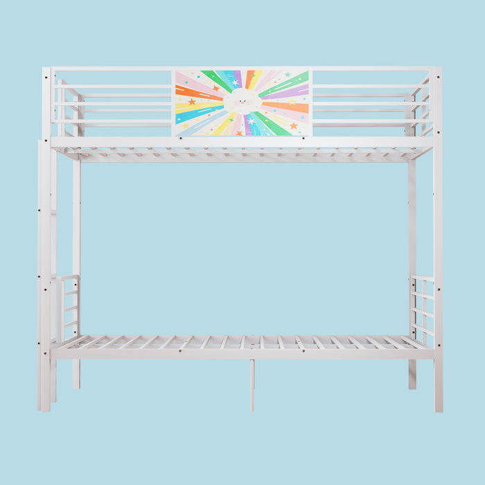 Bunk Bed, Convertible To 2 Separate Twin Size Beds & Full Length Guardrail & Ladder, No Box Spring Needed - White