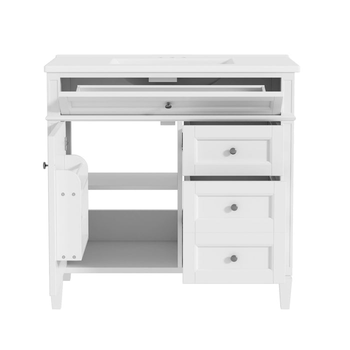 Bathroom Vanity With Top Sink, 2 Drawers, Tip Out Drawer