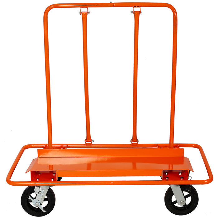 Heavy Duty Drywall Sheet Cart & Panel Dolly With 2400Lbs Capacity, Mold On Rubber Wheels, Steel Construction - Orange