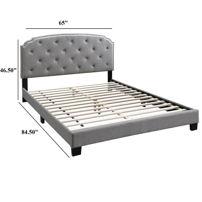 Button Tufted Bed With Nailhead Trim
