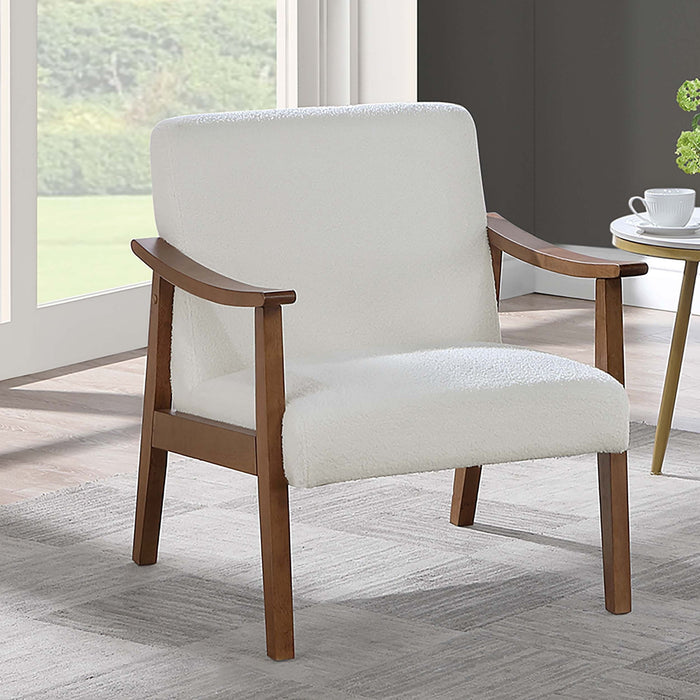 Upholstered Accent Chair With Frame Low Profile Seating For Living Room - White