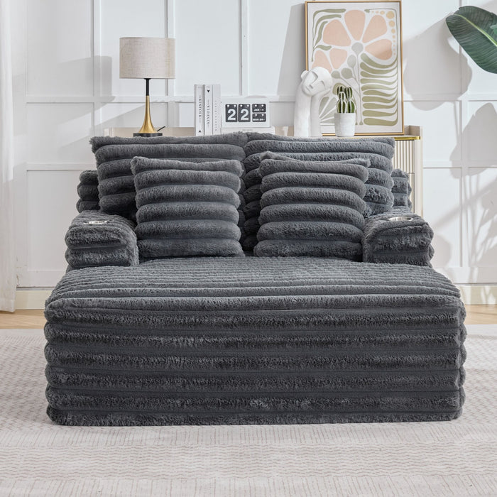 Oversized Chaise Lounge Chair Indoor With Pillows For Living Room
