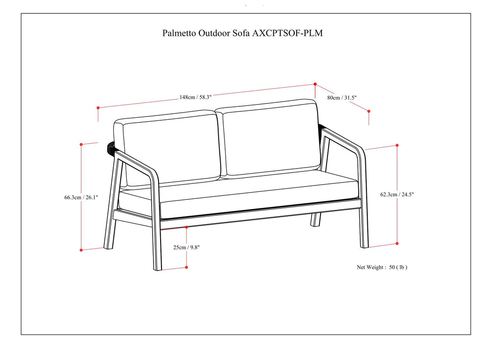 Palmetto - Outdoor Sofa - Stone Gray