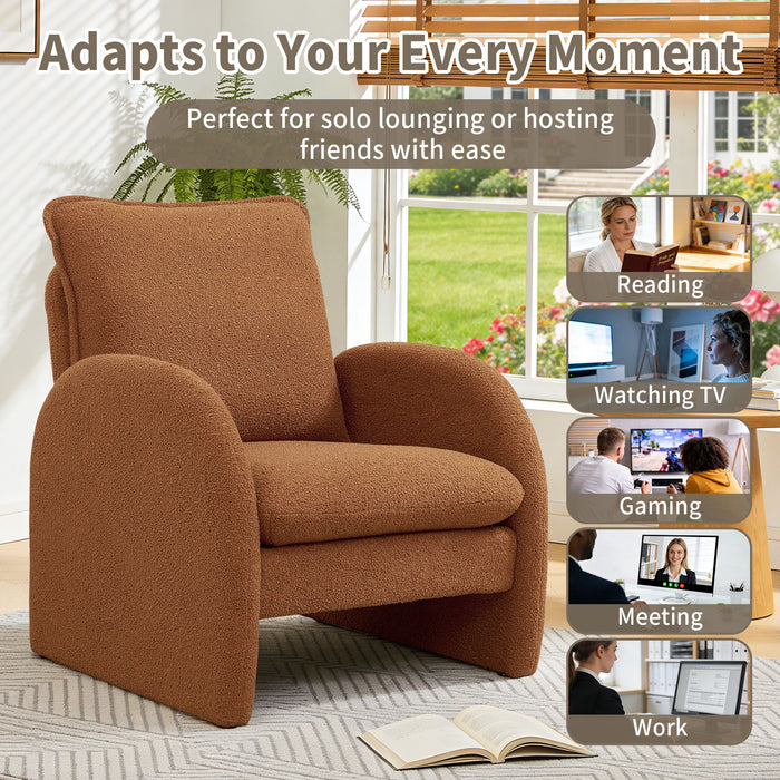 Modern Sherpa Upholstered Accent Chair, Comfortable Living Room Armchair, Lounge Chair For Bedroom, And Office