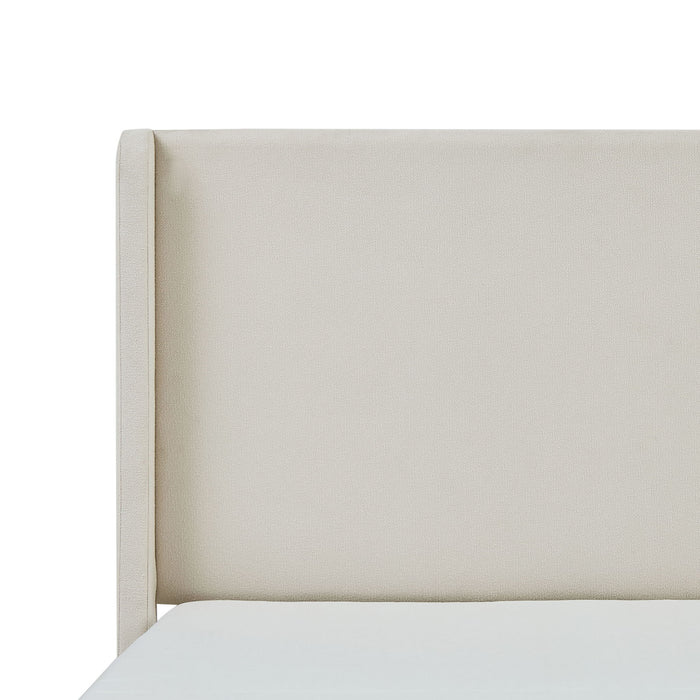 Carmen - King Size Upholstered Wingback Bed - Ivory
