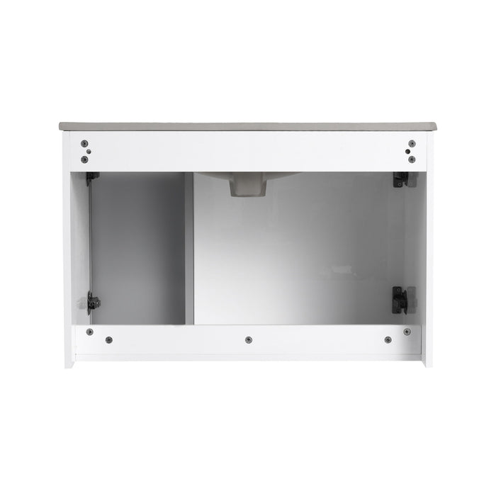 Wall Mounted Bathroom Vanity With Sink, 2 Soft Close Doors, Cabinet & Half Door