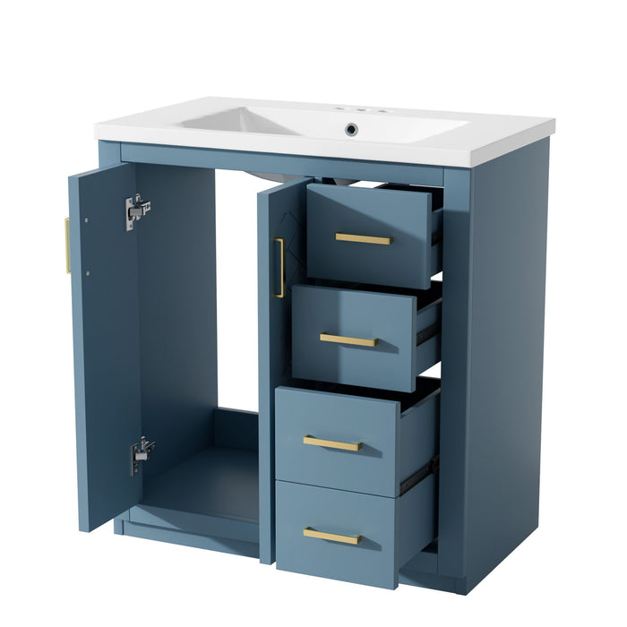 Bathroom Vanity With Sink, Storage Cabinet, Freestanding Set With 3 Drawers & Soft Closing Doors