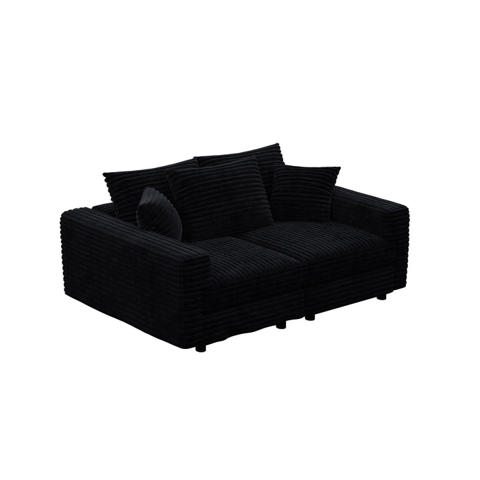 Deep Seat Convertible Sofa With Soft Pillows And Ottomans