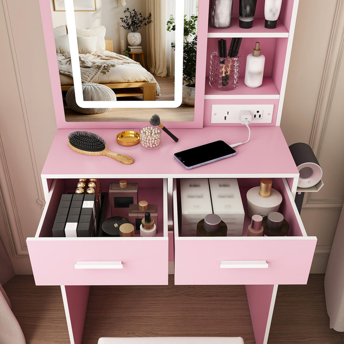 Small Makeup Vanity Desk With Adjustable LED Lights