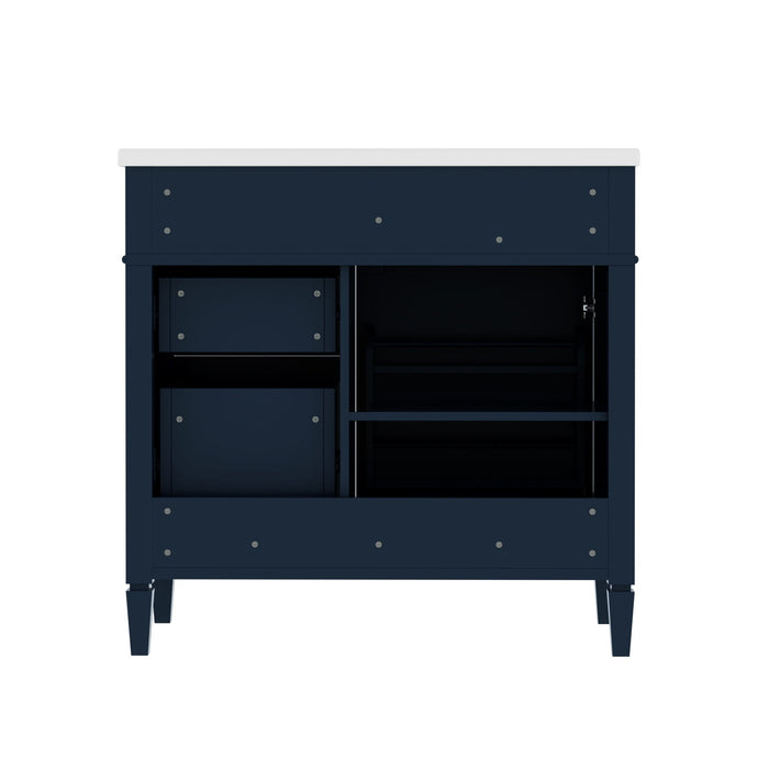 Bathroom Vanity With Top Sink, 2 Drawers, Tip Out Drawer