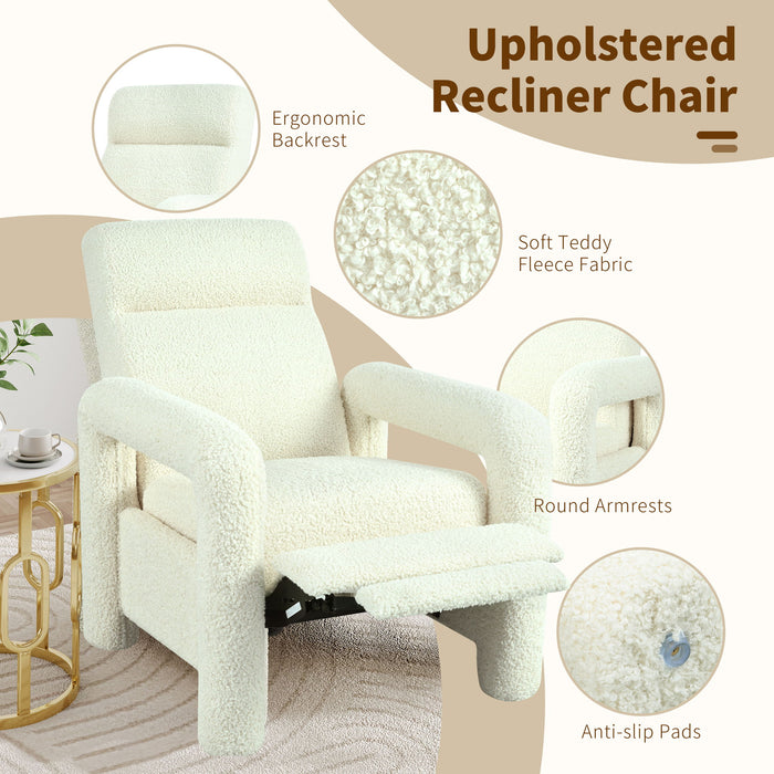 Push Back Recliner Armchair Upholstered Recliner Chair Single Sofa With Adjustable Backrest