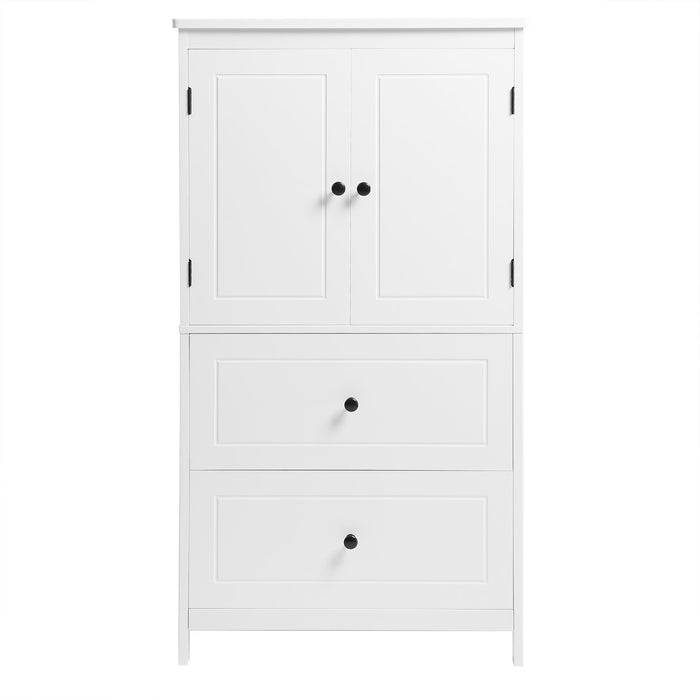 Bathroom Storage Cabinet With 2 Doors And Drawers, Adjustable Shelf