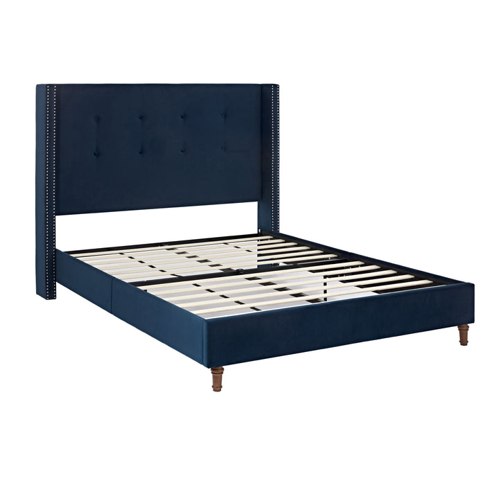 Peyton - Upholstered Bed With 54" High Headboard, Traditional Hand Buttoned Tufting
