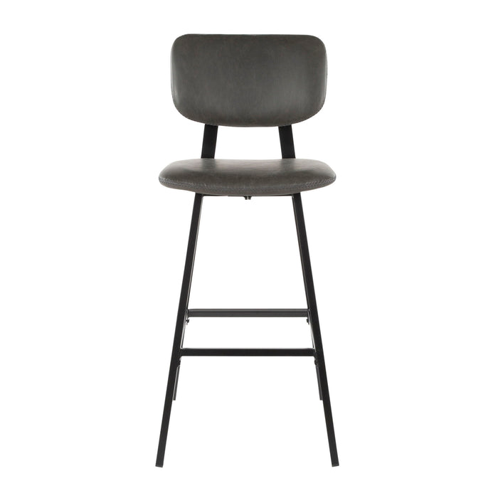 Foundry - Contemporary Barstool Zig Zag Stitching (Set of 2) - Black / Gray