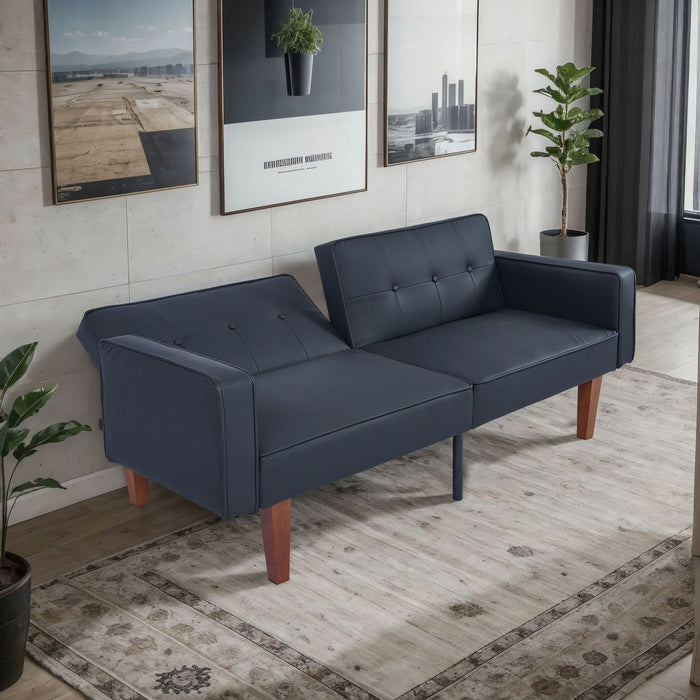 Convertible Futon Sofa Bed With Adjustable Split Back, Twin Size Sleeper Couch - Black