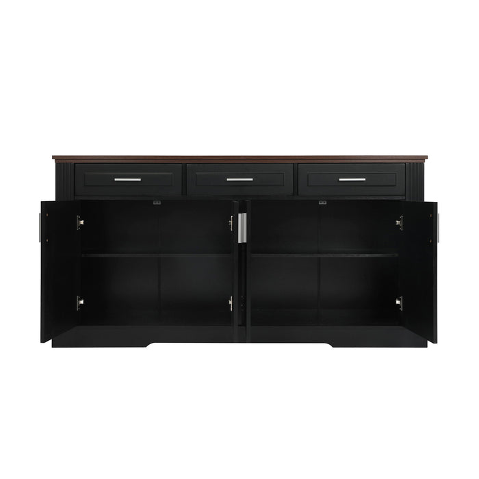 Fluted Sideboard Buffet Cabinet With 4 Doors And 3 Drawers