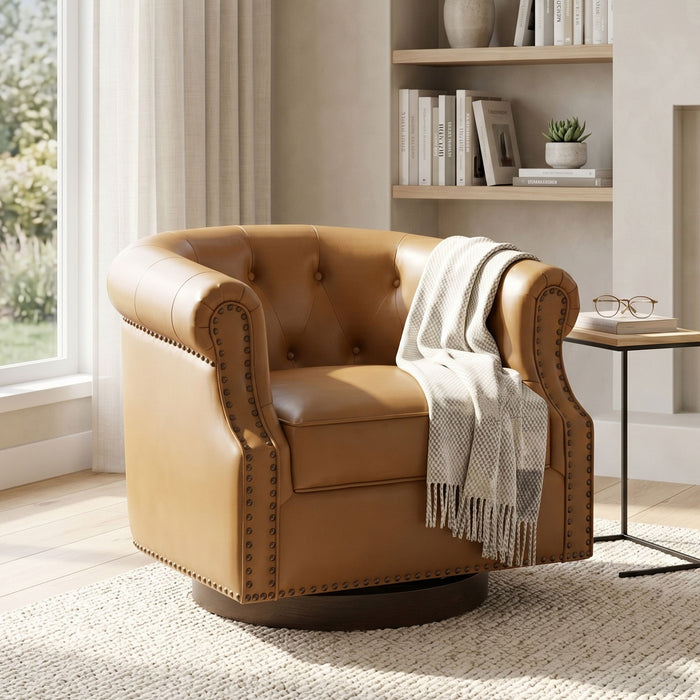 360° Swivel Accent Chair With Curved Back