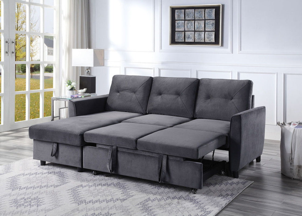 Hudson - Reversible Sleeper Sectional Sofa With Storage Chaise - Dark Gray