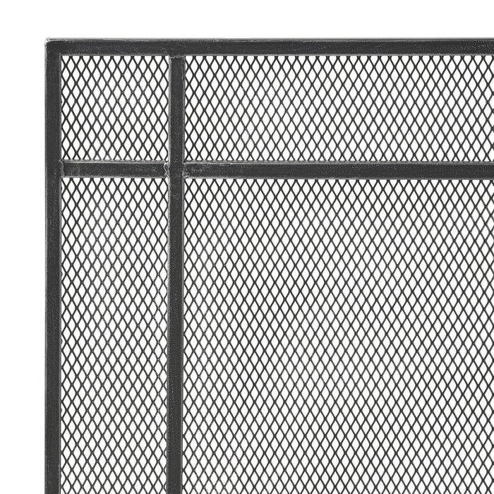 Markus - Modern Single Panel Iron Firescreen Black Brushed Silver