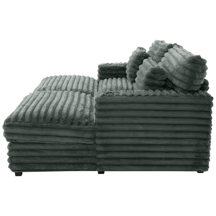 Oversized Double Chaise Lounge Sofa With USB Ports And Cup Holders
