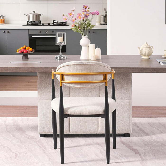 Modern Upholstered Dining Chair With Accented Armrests (Set of 2)