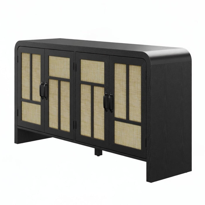 Sideboard Buffet Cabinet With 4 Doors & Adjustable Shelves - Black