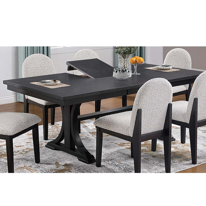 Rectangle Dining Table With Butterfly Leaf, Trestle Base - Charcoal