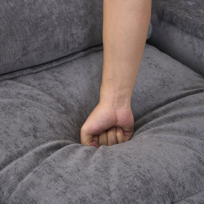 U Shaped Sofa With Console, Cupholders, USB Ports, 6 Seat, Bronzing Suede & Chenille