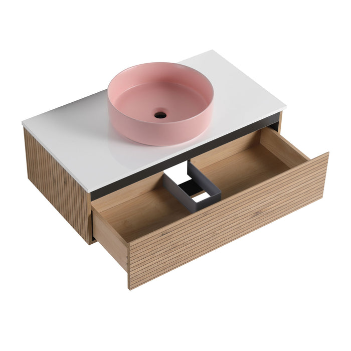Wall Mounted Bathroom Vanity With Art Sink & 1 Soft Close Drawer