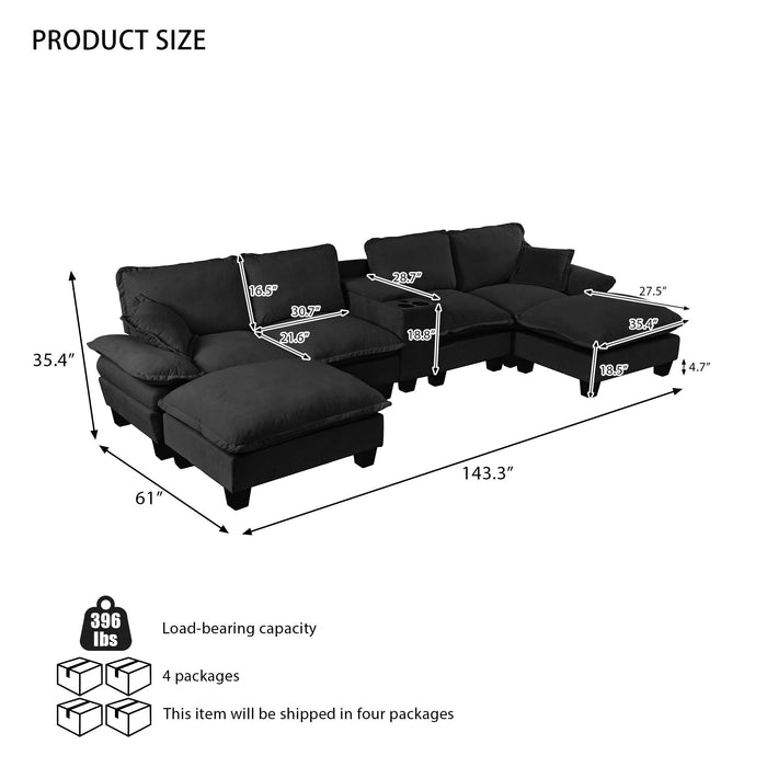 Modular Cloud Couch Sofa With Cup Holders & Storage, USB Port