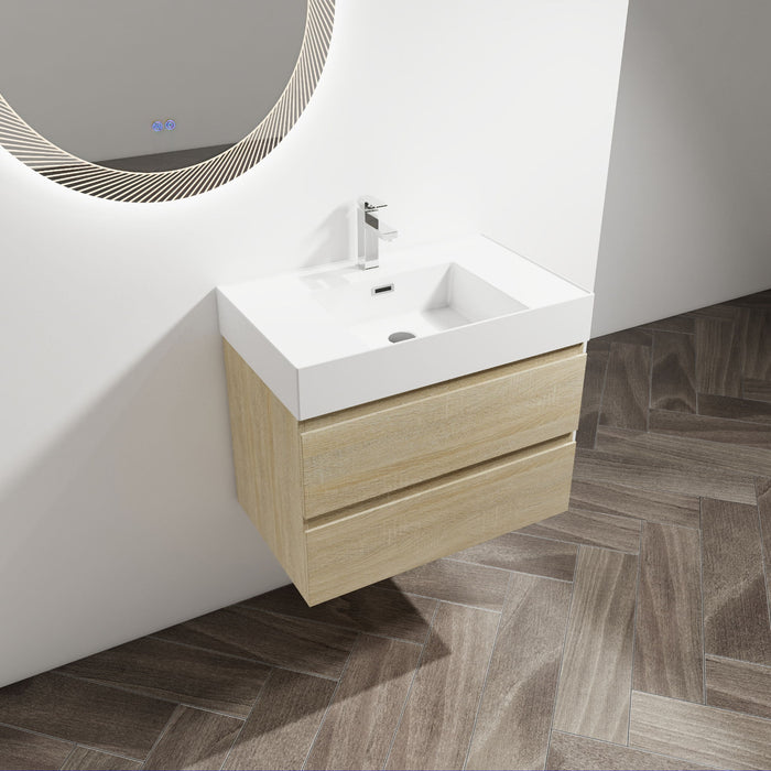 Wall Mounted Bathroom Vanity And Sink, 2 Soft Close Drawers