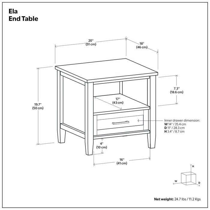 Ela - End Table - Brown