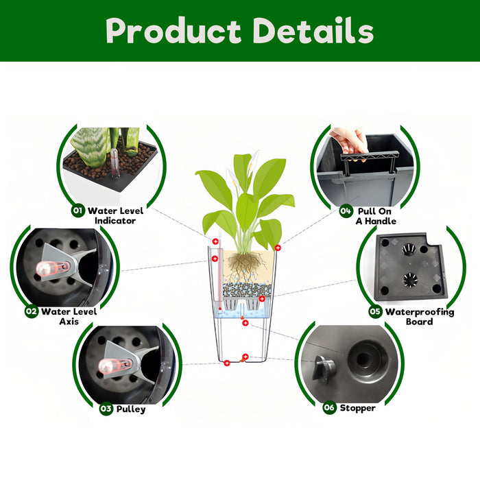 Indoor Outdoor Planter With Automatic Watering System (Set of 2)